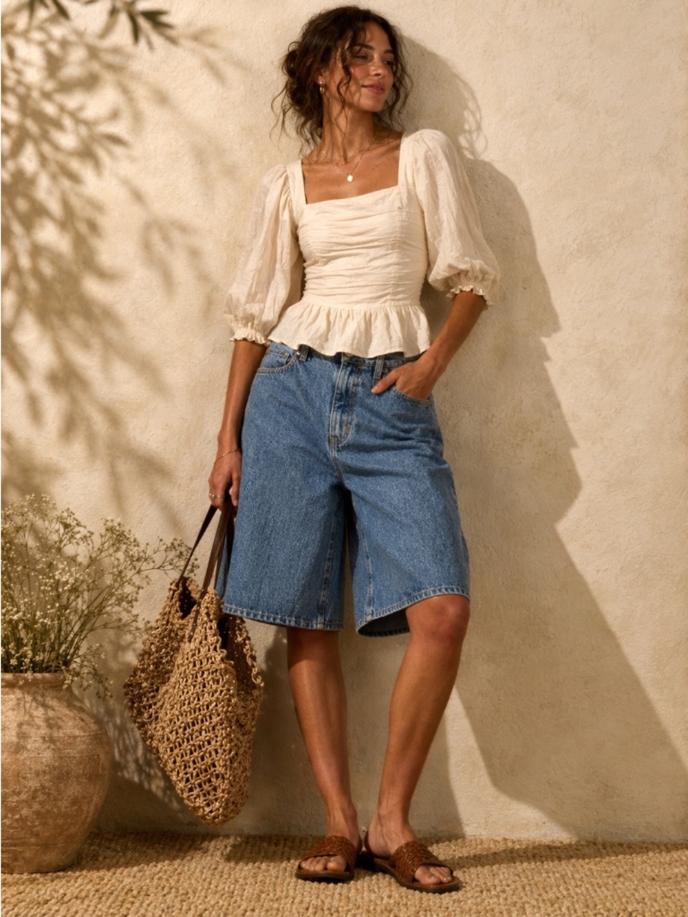 Universal Thread high-rise wide-leg denim culotte Long shorts Size 6 - Picture 2 of 12